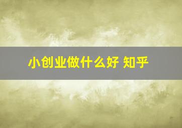 小创业做什么好 知乎